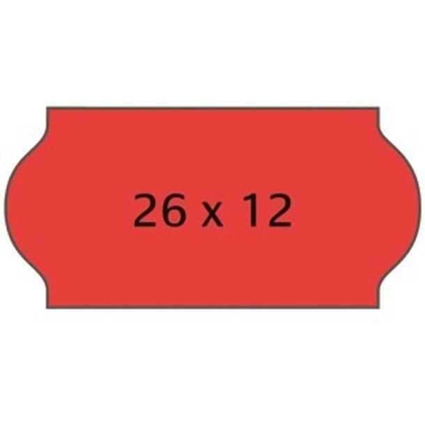 Meto prism�rker permanent - 26x12mm - 12 ruller med 1000 r�de
