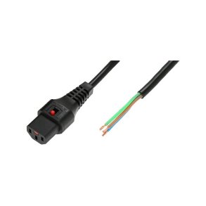 MicroConnect - Powercord C13 IEC Lock - Open End black 4 m, PC1026 - Black - Male - 4 m - C13 coupler - Straight - Polyv