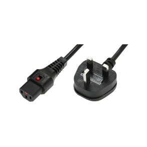 MicroConnect - Powercord C13 IEC Lock - UK black 1 m, PC935 - Black - Male - 1 m - Power plug type G - C13 coupler - Str