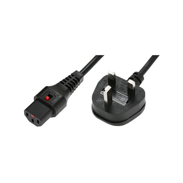 MicroConnect - Powercord C13 IEC Lock - UK black 1 m, PC935 - Black - Male - 1 m - Power plug type G - C13 coupler - Str