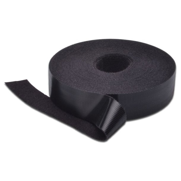 MicroConnect Velcro-tape - 10 m - sort - 20 mm bredde