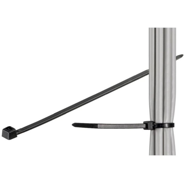 MicroConnect Kabelbinder 100 stk. sort 203 mm - X 2,5 mm 200 mm X 2,5 mm - UV 
