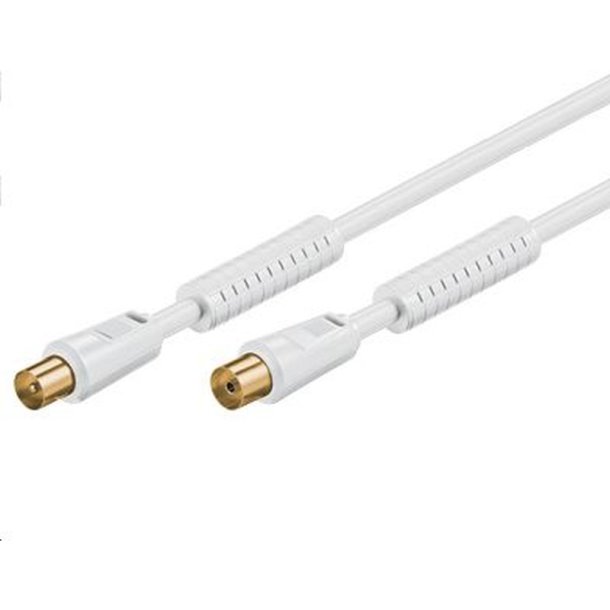 MicroConnect - Coaxial kabel - Coax M-F 10m White 75 Ohm - With ferritfilters for100HZ TV