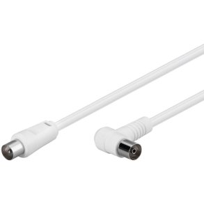 MicroConnect - Coaxial kabel - Coax - 1.5m White Angled - 80dB, 75 Ohm, Double Shielded