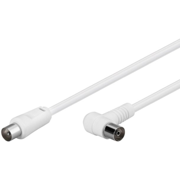 MicroConnect - Coaxial kabel - Coax - 1.5m White Angled - 80dB, 75 Ohm, Double Shielded