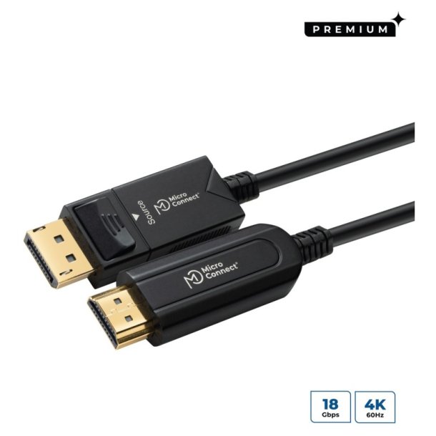 MicroConnect HDMI Adapter Premium Optic DP - HDMI Cable 30m cable, DP 1.4 - HDMI 2.0