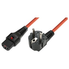 MicroConnect Powercord Schuko CEE 7/7 male (angled) - C13 IEC Lock sort 