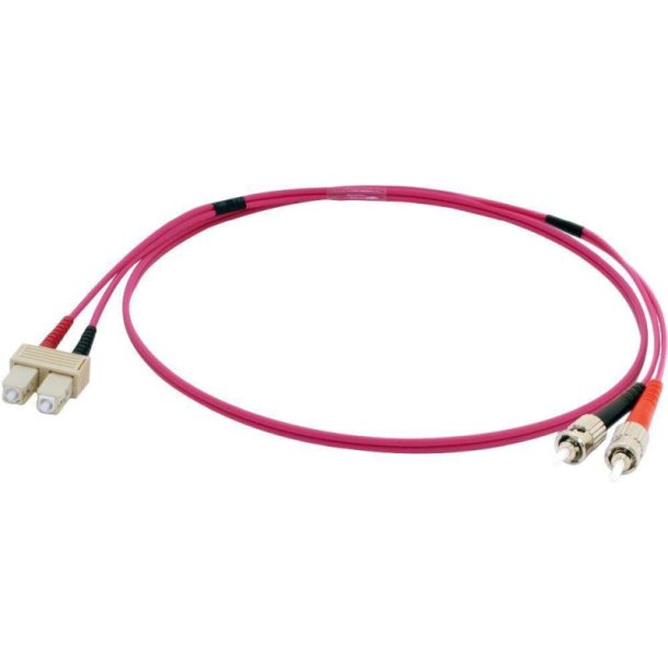 MicroConnect Fiber Patch kabel - ST/UPC-SC/UPC 2m OM4 MM Duplex LSZH OD: 2mm - 0.3dB lilla