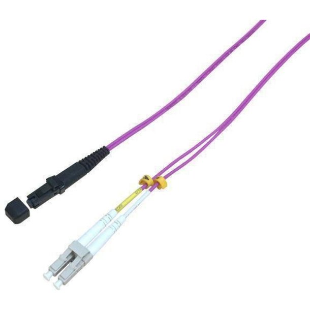 MicroConnect Fiber Patch kabel - LC/UPC-MTRJ/UPC 15m OM4 MM Duplex LSZH OD: 2mm - 0.3dB lilla