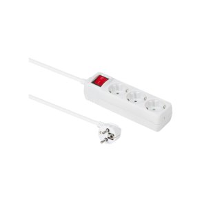 MicroConnect str�mskinne 3-vejs Schuko stikkontakt 1,5M - hvid med t�nd/sluk-knap med b�rnesikring