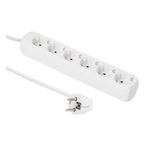 MicroConnect str�mskinne 6-vejs Schuko stikkontakt 1,5m uden t�nd/sluk-knap - hvid med b�rnesikrede