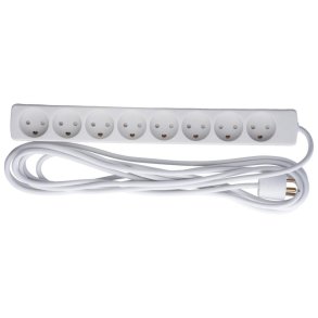 MicroConnect str�mskinne 8-vejs dansk 5m med jord - uden t�nd/sluk-knap