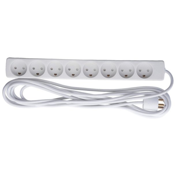 MicroConnect str�mskinne 8-vejs dansk 5m med jord - uden t�nd/sluk-knap