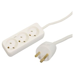 MicroConnect str�mskinne EDB stikkontakt 3 stikkontakter M/J - hvid 3,0 meter ledning