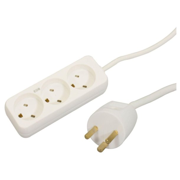 MicroConnect str�mskinne EDB stikkontakt 3 stikkontakter M/J - hvid 3,0 meter ledning