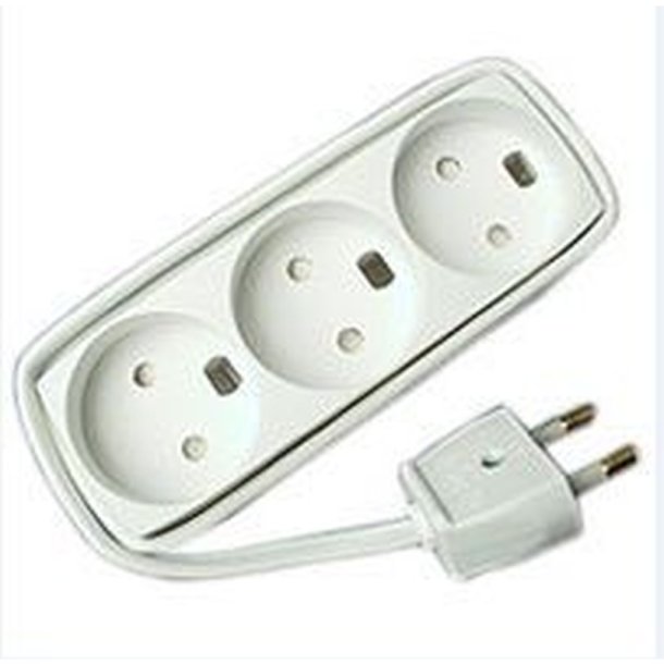 MicroConnect str�mskinne 3-vejs uden jord - 1,5 - hvid ledning