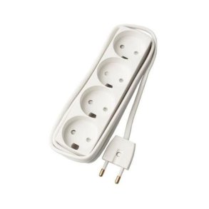  MicroConnect str�mskinne 4 stikkontakter U/J - hvid 2,5m