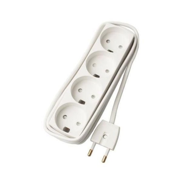  MicroConnect str�mskinne 4 stikkontakter U/J - hvid 2,5m