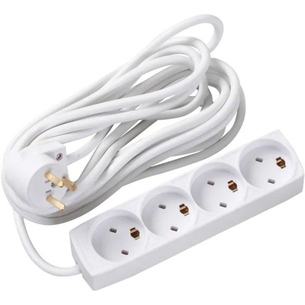 MicroConnect-str�mskinne Dansk EDB-str�mskinne 4-vejs - hvid - 5m kabel