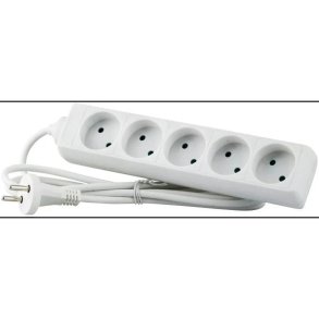 MicroConnect str�mskinne 5-vejs dansk stikkontakt 5m - hvid