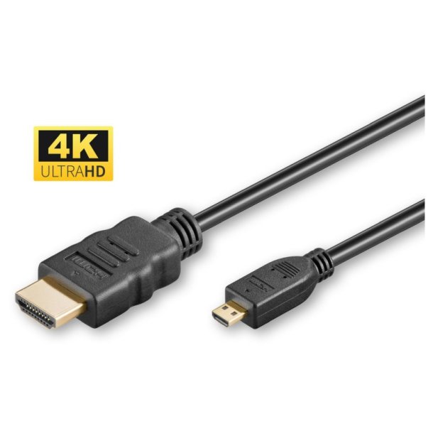 MicroConnect HDMI 1.4 A-D cable, 2m Gold plated connector with 