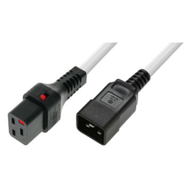 MicroConnect Powercord C19 IEC Lock - C20 hvid 1m - PC1298 