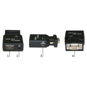 MicroConnect HDMI Adapter Mini VGA to HDMI Converter Mini VGA housing