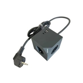 MicroConnect Power Cube - 3 Schuko-stik med magnetisk funktion - 2 USB-C-porte - 1 USB-A-port 1,5m