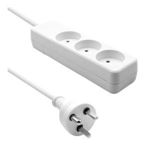  MicroConnect str�mskinne Dansk - 3-vejs - hvid - med 7m EDB-kabel