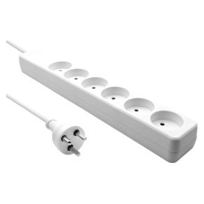  MicroConnect str�mskinne Dansk - 6-vejs - hvid - med 1m EDB-kabel