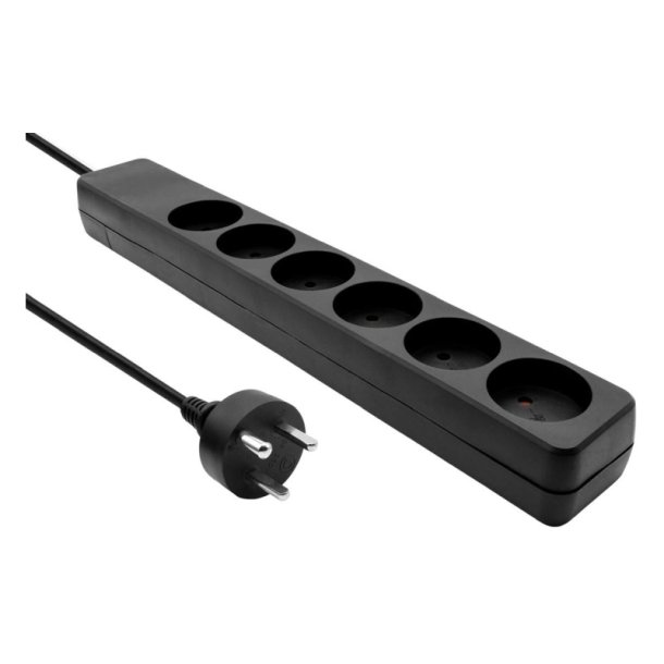  MicroConnect str�mskinne Dansk - 6-vejs - sort - med 7m EDB-kabel