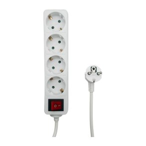 MicroConnect str�mskinne 4-vejs Schuko - t�nd/sluk-knap 5M - hvid