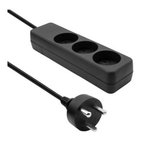  MicroConnect str�mskinne Dansk EDB - 3-vejs - sort - 1m kabel