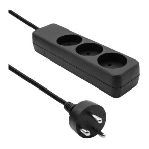  MicroConnect str�mskinne Dansk - 3-vejs - sort 3m kabel