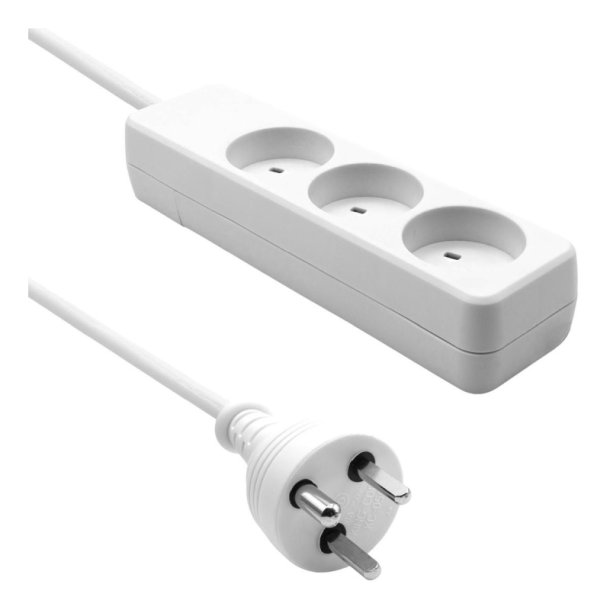  MicroConnect str�mskinne Dansk EDB - 3-vejs - hvid - 7m kabel