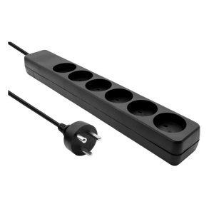 MicroConnect str�mskinne Dansk EDB - 6-vejs - sort 1m kabel