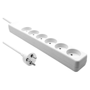  MicroConnect str�mskinne Dansk - 6-vejs - hvid 3m kabel