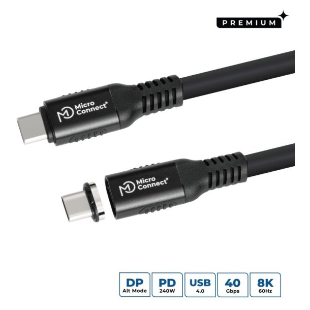 MicroConnect USB kabel - USB-C to USB-C cable 1m - Premium magnetic Silicone - 