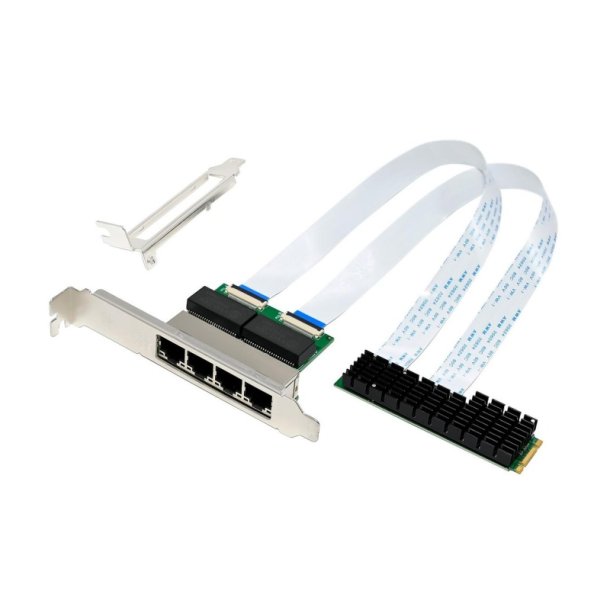 MicroConnect Netv�rks kort - PCIe M.2 B+M - 8111H Quad-1G RJ45 