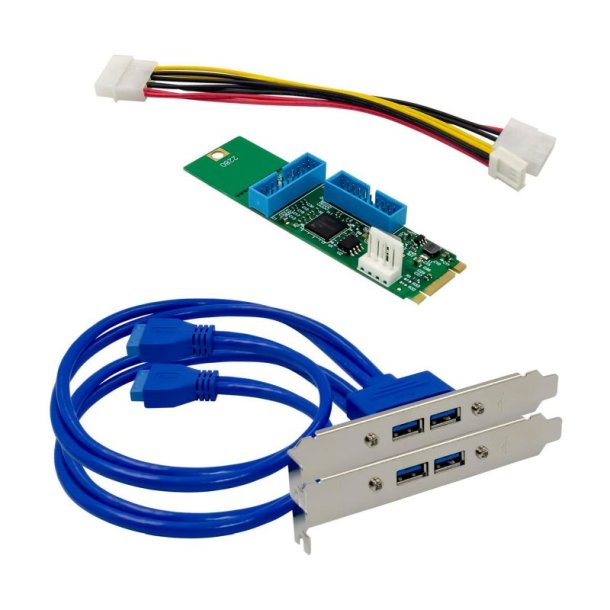 MicroConnect Interfacekort - M.2 B+M KEY NEC720201 USB3.0 - 4-ports kort 