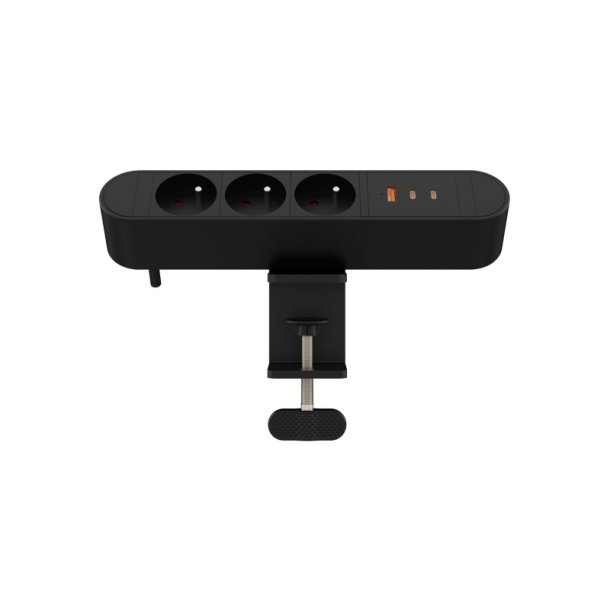  MicroConnect str�mskinne Multi Desktop str�mstik 3-vejs fransk - 1 x USB-A - 2 x USB-C - 67W - 1,8m