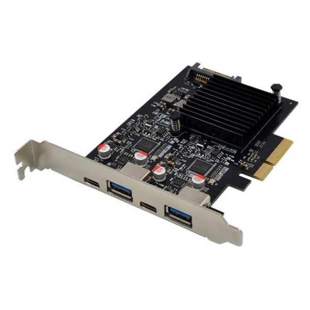 MicroConnect Interfacekort - PCIe X4 ASM3142 10Gbps USB3.1 - USB-C + USB A 