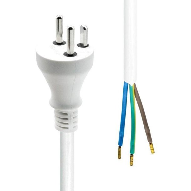 MicroConnect Type K - Open End Power cable - 15m - hvid 