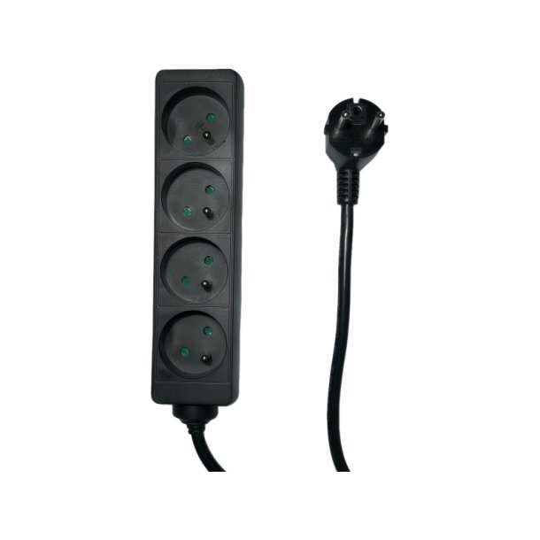  MicroConnect str�mskinne 4-vejs Fransk type E - 1,5m - sort