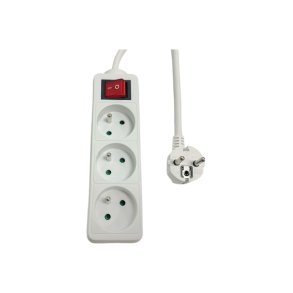  MicroConnect str�mskinne 3-vejs t�nd/sluk-knap Fransk type E - 1,5m - hvid