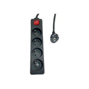  MicroConnect str�mskinne 4-vejs t�nd/sluk-knap Fransk type E - 5m - sort