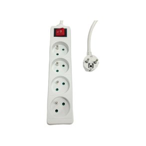  MicroConnect str�mskinne 4-vejs t�nd/sluk-knap Fransk type E - 5m - hvid