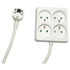  MicroConnect str�mskinne 4-vejs firkantet fransk type E - 1,5m - hvid