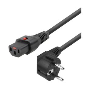 MicroConnect Powercord Schuko CEE 7/7 male (angled) - C13 IEC Lock sort 