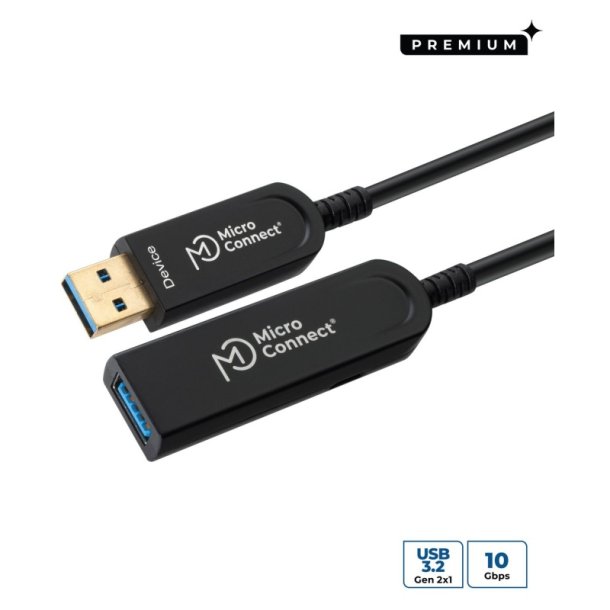 MicroConnect USB kabel - Premium Optic fiber USB 20m - 3.2 Gen 2 A-A M-F 